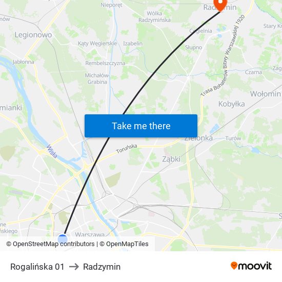 Rogalińska 01 to Radzymin map