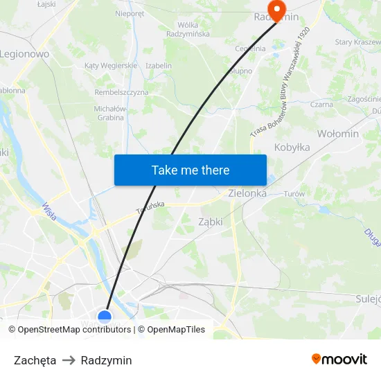 Zachęta to Radzymin map