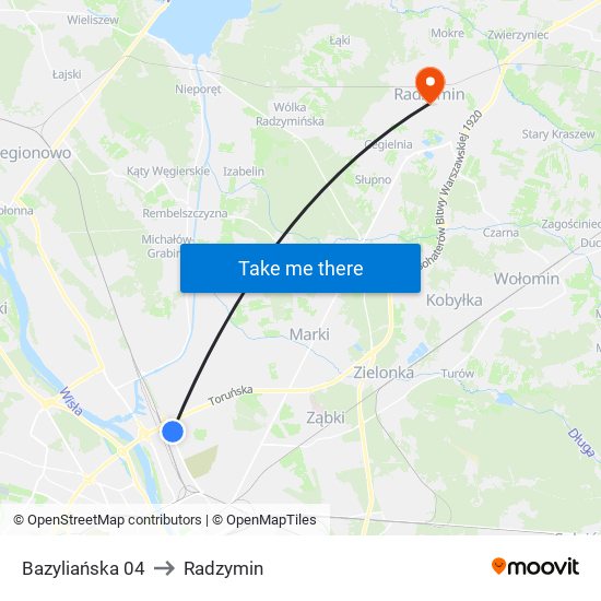 Bazyliańska 04 to Radzymin map