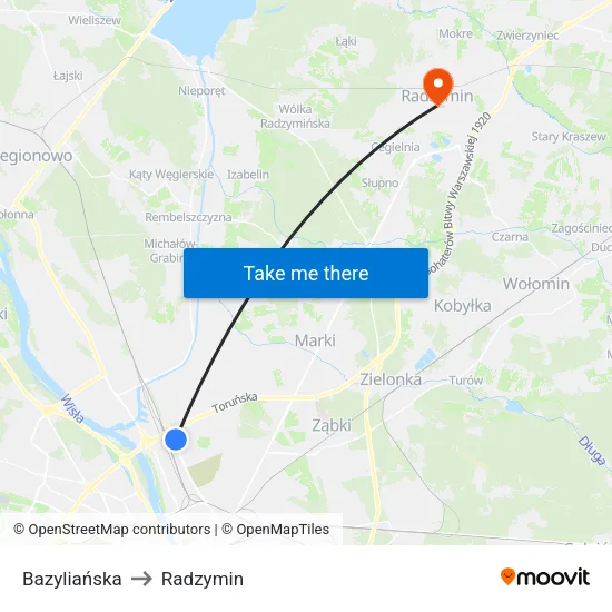 Bazyliańska to Radzymin map