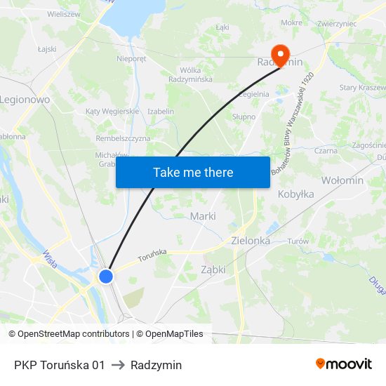 PKP Toruńska 01 to Radzymin map