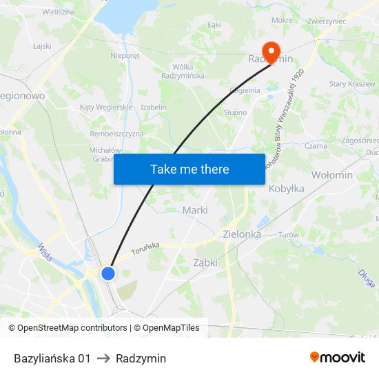 Bazyliańska 01 to Radzymin map