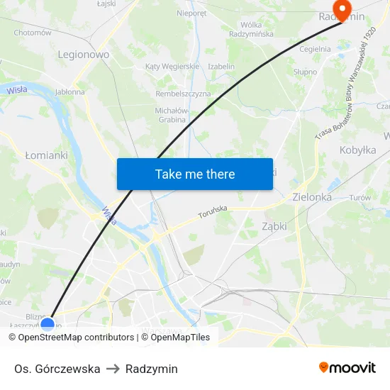 Os. Górczewska to Radzymin map