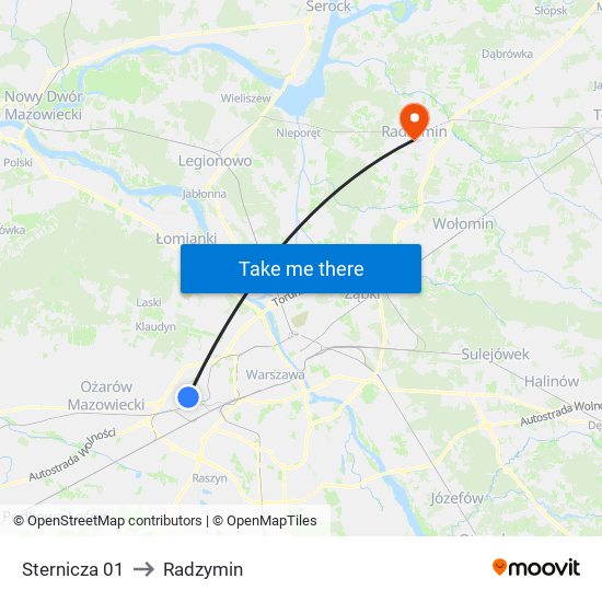 Sternicza 01 to Radzymin map