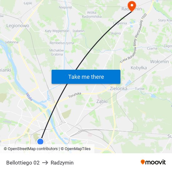 Bellottiego 02 to Radzymin map