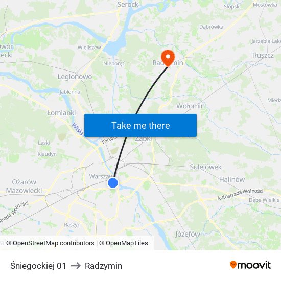 Śniegockiej 01 to Radzymin map