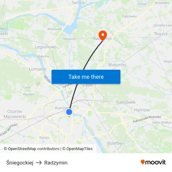Śniegockiej to Radzymin map
