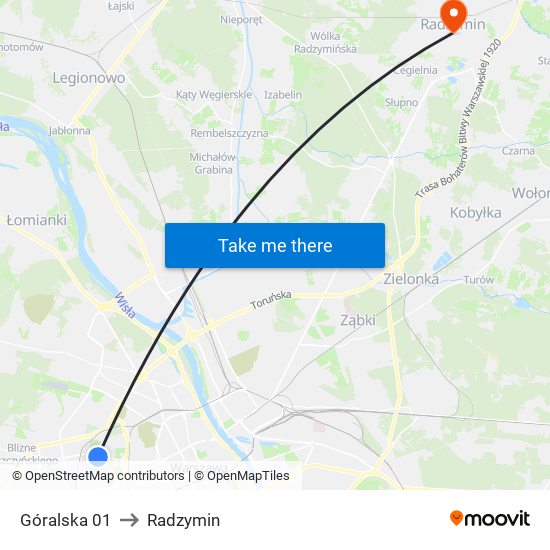 Góralska 01 to Radzymin map