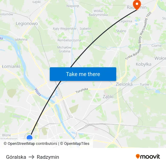 Góralska to Radzymin map