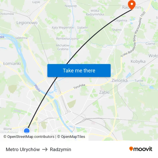 Metro Ulrychów to Radzymin map