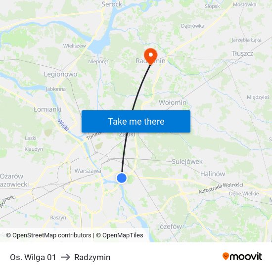 Os. Wilga 01 to Radzymin map
