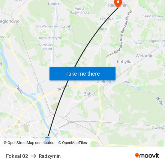 Foksal to Radzymin map