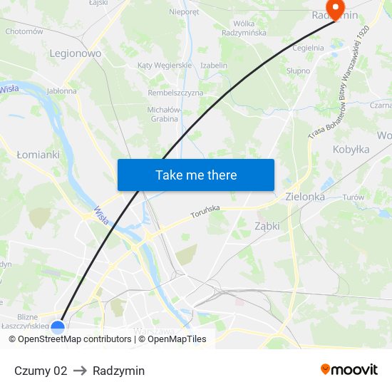 Czumy 02 to Radzymin map