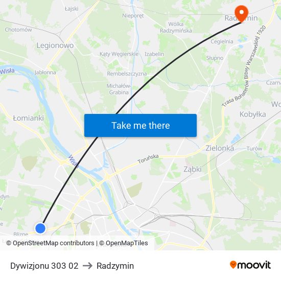 Dywizjonu 303 02 to Radzymin map