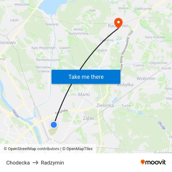 Chodecka to Radzymin map