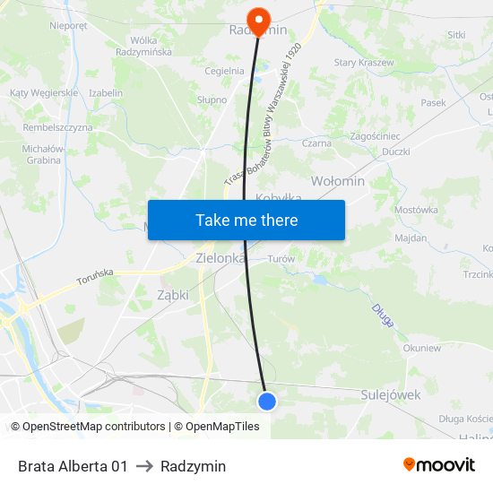 Brata Alberta 01 to Radzymin map