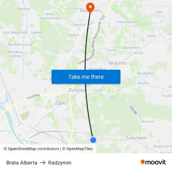 Brata Alberta to Radzymin map