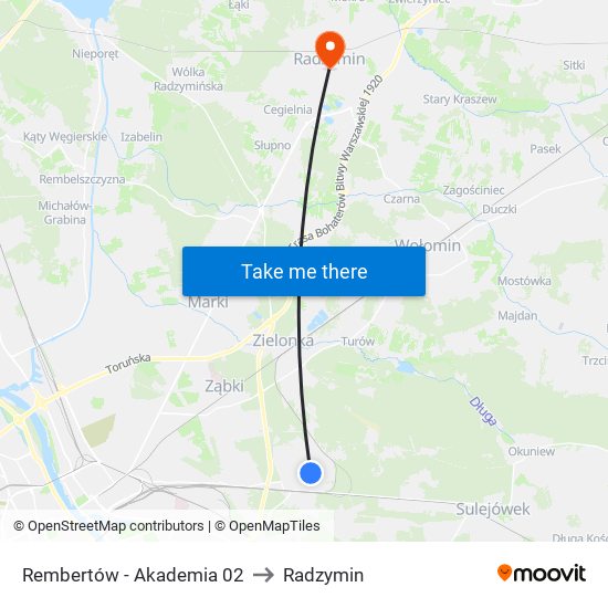 Rembertów - Akademia 02 to Radzymin map