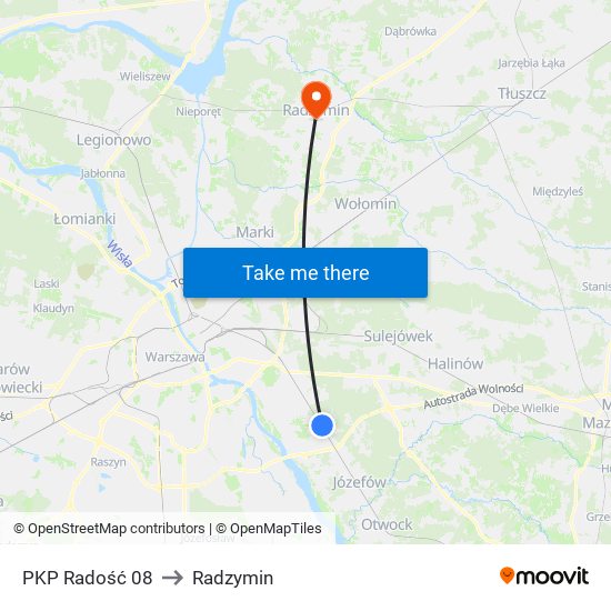 PKP Radość 08 to Radzymin map