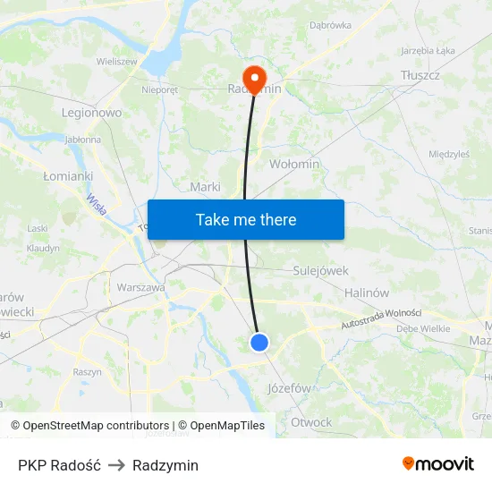 PKP Radość to Radzymin map