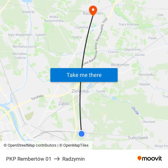 PKP Rembertów 01 to Radzymin map