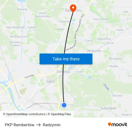 PKP Rembertów to Radzymin map