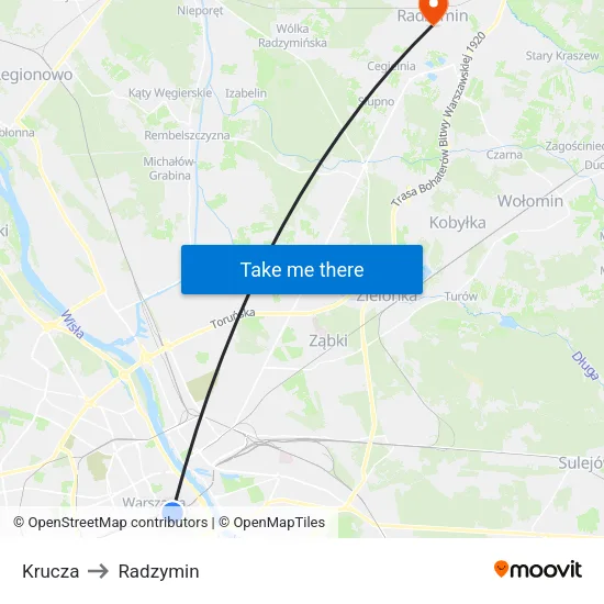 Krucza to Radzymin map