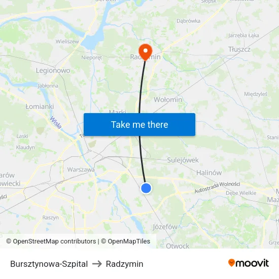 Bursztynowa - Szpital to Radzymin map