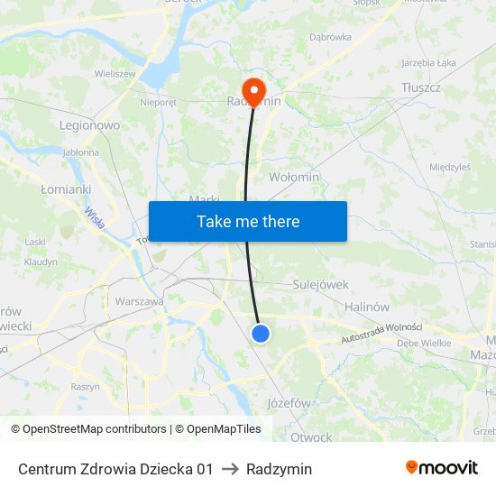 Centrum Zdrowia Dziecka 01 to Radzymin map