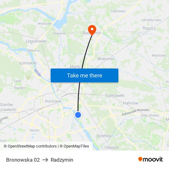 Bronowska 02 to Radzymin map