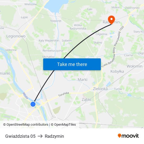 Gwiaździsta 05 to Radzymin map