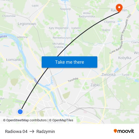 Radiowa 04 to Radzymin map