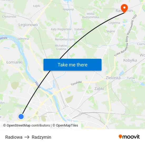 Radiowa to Radzymin map