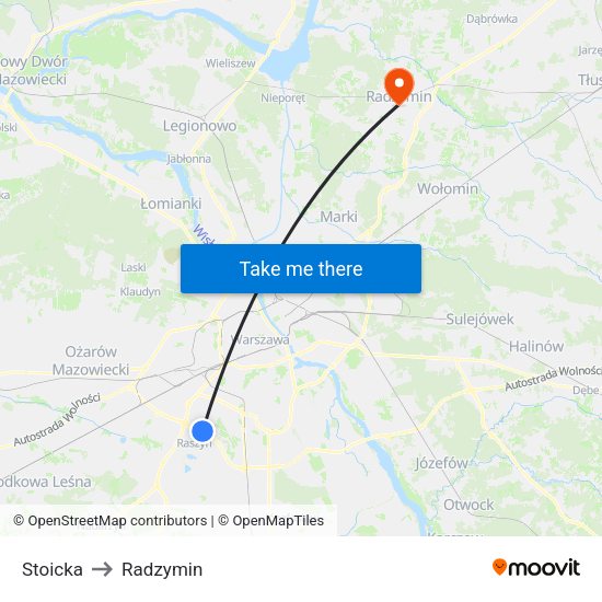 Stoicka to Radzymin map