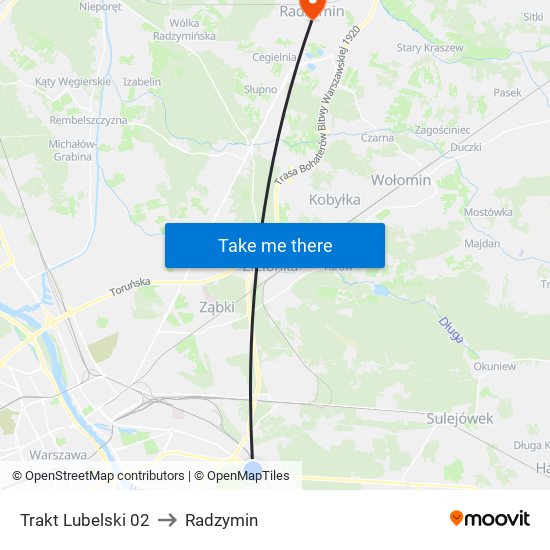 Trakt Lubelski to Radzymin map