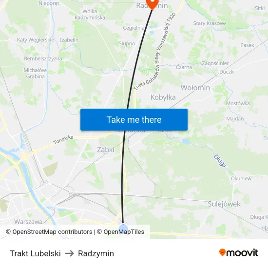 Trakt Lubelski to Radzymin map
