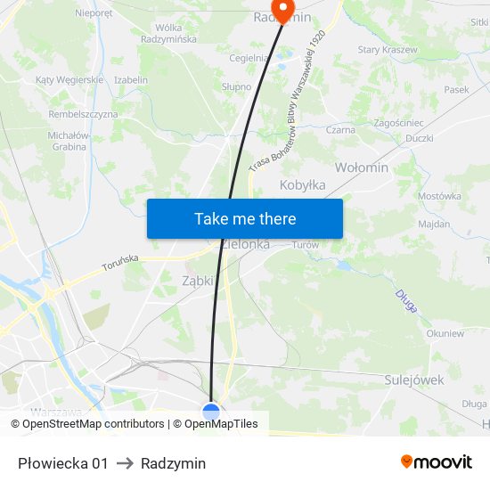 Płowiecka 01 to Radzymin map