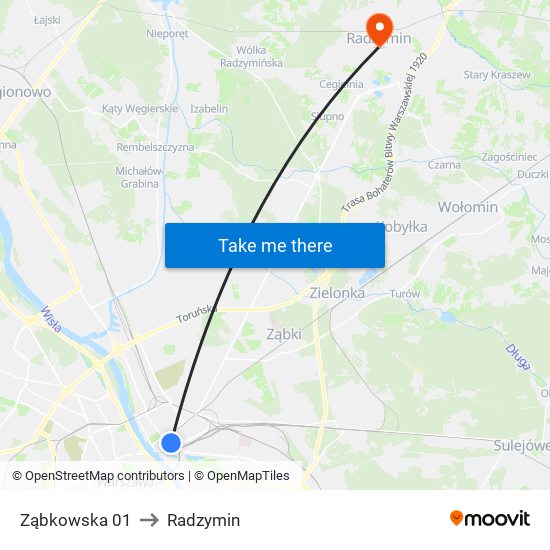 Ząbkowska 01 to Radzymin map