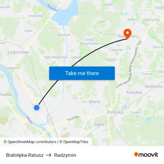 Białołęka - Ratusz to Radzymin map