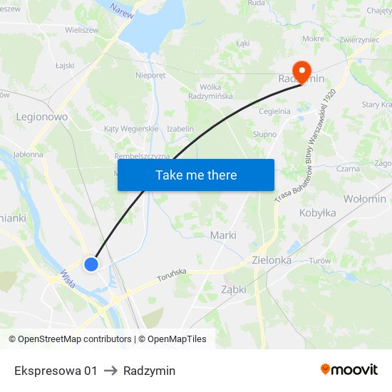 Ekspresowa 01 to Radzymin map