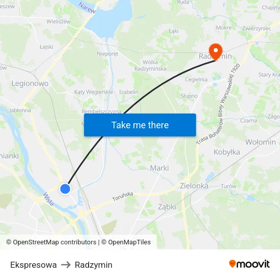 Ekspresowa to Radzymin map