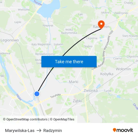 Marywilska - Las to Radzymin map