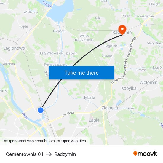 Cementownia 01 to Radzymin map