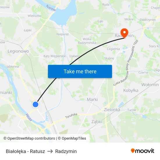 Białołęka - Ratusz to Radzymin map