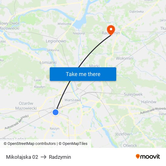 Mikołajska 02 to Radzymin map