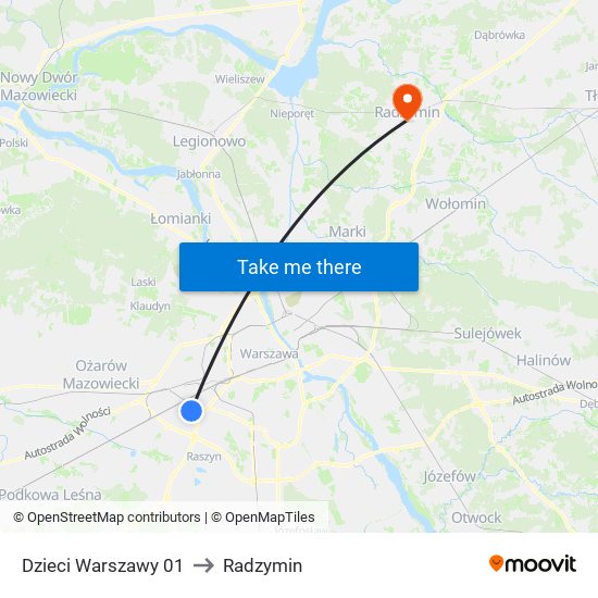 Dzieci Warszawy to Radzymin map