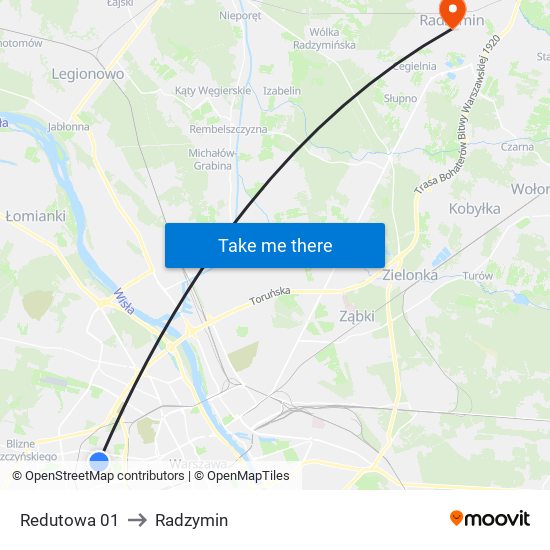 Redutowa 01 to Radzymin map