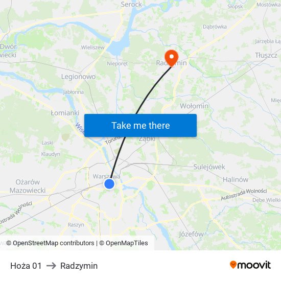 Hoża to Radzymin map