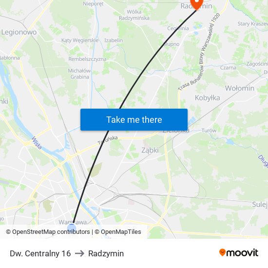 Dw. Centralny 16 to Radzymin map