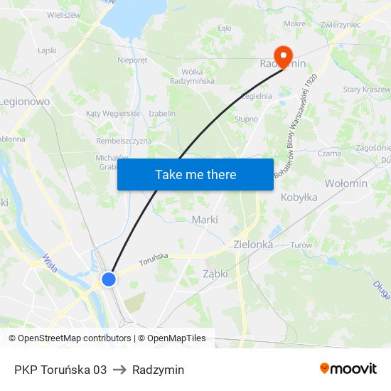 PKP Toruńska 03 to Radzymin map